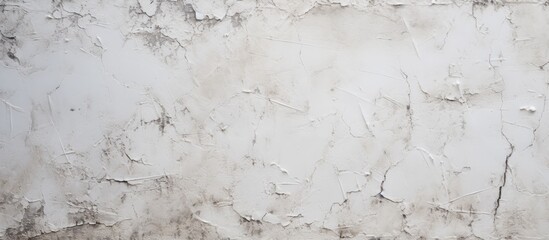 A close up of a white wall with peeling paint resembling a winter landscape. The paint flakes off in a pattern like snow on freezing soil