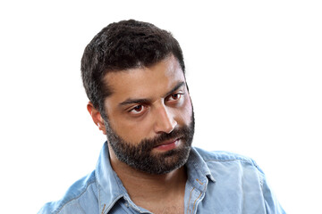 Obraz premium bearded young man in casual outfit on cutout background