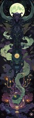 Fototapeta premium Portray the connection between animal dietary requirements and nutritional advancements in art. dark fantasy flat design