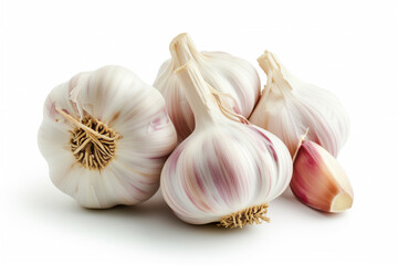 Garlic bulbs isolated. Garlic bulbs isolated on white background. Garlic bulb composition, Full depth of field.