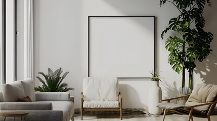 Wall / modern living room with mockup frame
