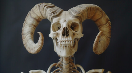 Skeleton sheep's head with horns