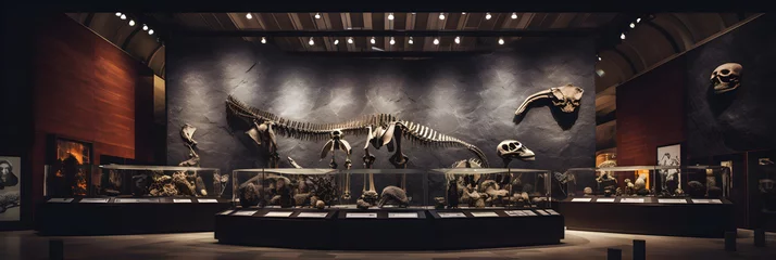 Foto op Canvas Eloquently Displayed Collection of Diverse Dinosaur Fossils in a Museum Exhibit © Logan