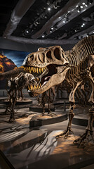 Fototapeta na wymiar Eloquently Displayed Collection of Diverse Dinosaur Fossils in a Museum Exhibit