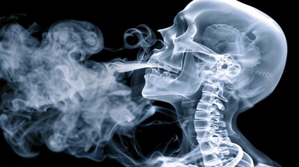 Mysterious smoke forming human figure on dark backdrop creating surreal and enigmatic atmosphere