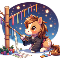 Horse Writes Wishes for Tanabata Star Festival