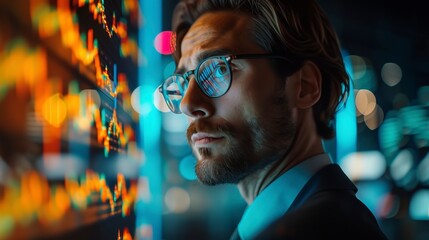 Business Visionary Overlooking Financial District