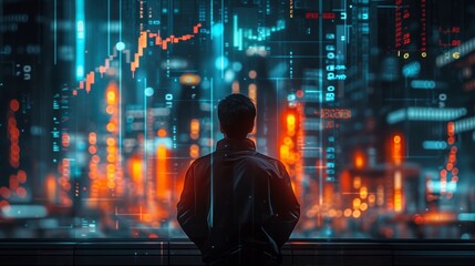 Business Visionary Overlooking Financial District