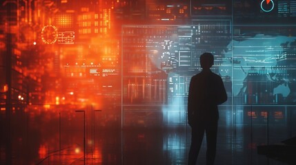 Business Visionary Overlooking Financial District