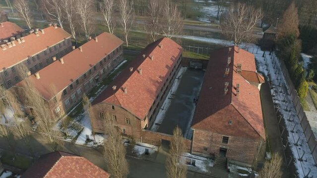 Auschwitz Concentration Camp Oswiecim Aerial View Poland