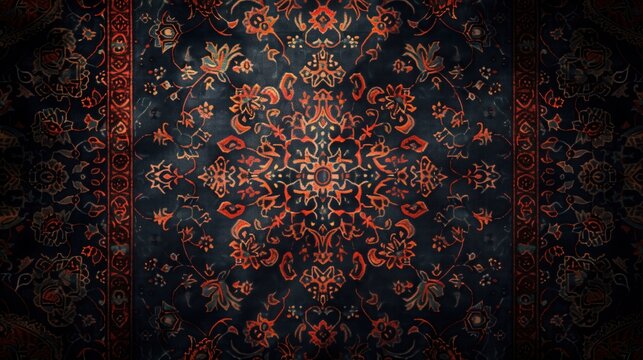 A traditional Indian, Iranian, Persian, Ottoman or Middle Eastern silk rug or carpet pattern design.