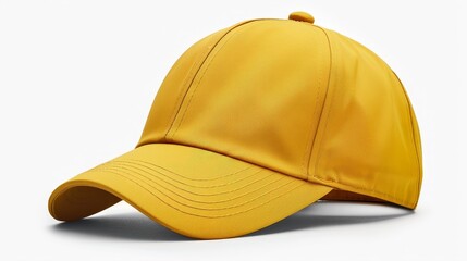 Yellow baseball cap mockup isolated on clean white background for versatile design showcase