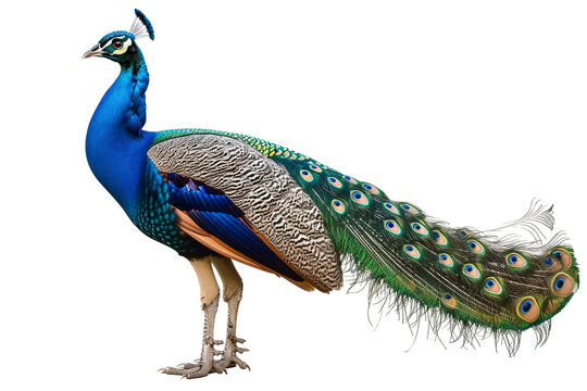 Beautiful Peacock Isolated on a Transparent Background.