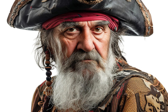 An Old Pirate Isolated on a Transparent Background.