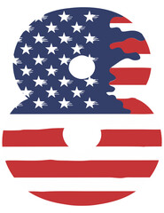 Number With USA Flag