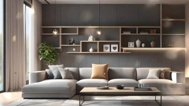 3D rendering. Living room interior design model 