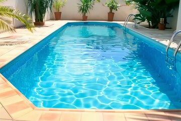 Fototapeta na wymiar Swimming pool blue transparent water. generative ai.