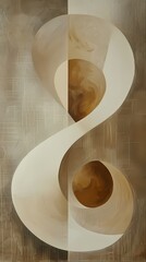 simple boho brown natural earth tone  abstract  shape painting , Artwork for wall art and home decor