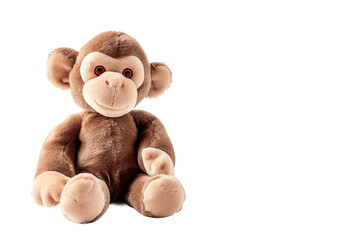 Stuffed Monkey Toy Isolated on a Transparent Background.