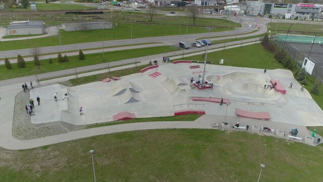 Beautiful Skatepark Mielec Aerial View Poland