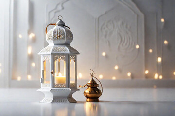 White vintage islamic lantern decoration - obrazy, fototapety, plakaty