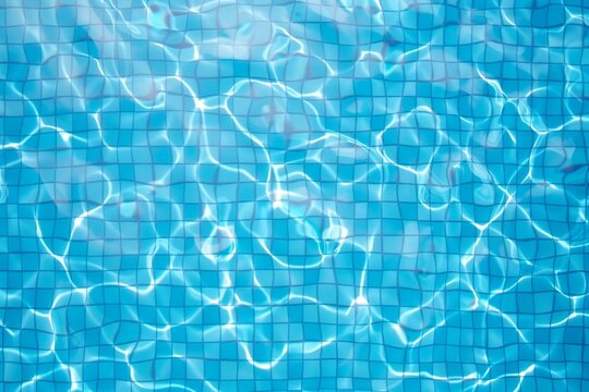 Swimming pool bottom caustics ripple and flow with waves background. Summer background. Texture of water surface. Overhead view. Vector illustration background. generative ai.