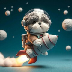 Puppy on a rocket