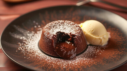 A rich and indulgent chocolate dessert, such as a molten lava cake. Generative Ai