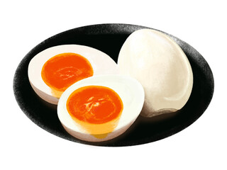 ゆで卵（1個と断面）半熟