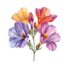 beautiful freesia flower vector illustration in watercolour style