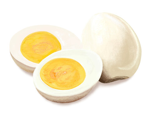 ゆで卵（1個と断面）固茹で