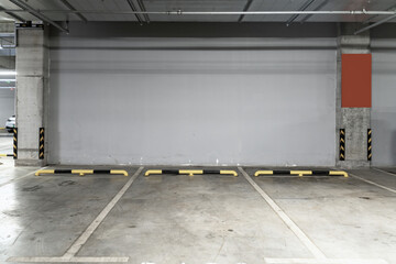Empty Parking Spaces in Modern Underground Garage