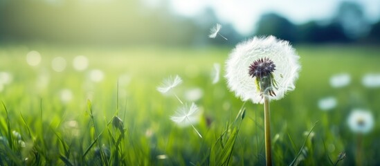 Delicate Dandelion Flowers with Fluffy Seeds Ready to Be Carried by the Wind