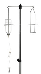 IV infusion set on pole against white background