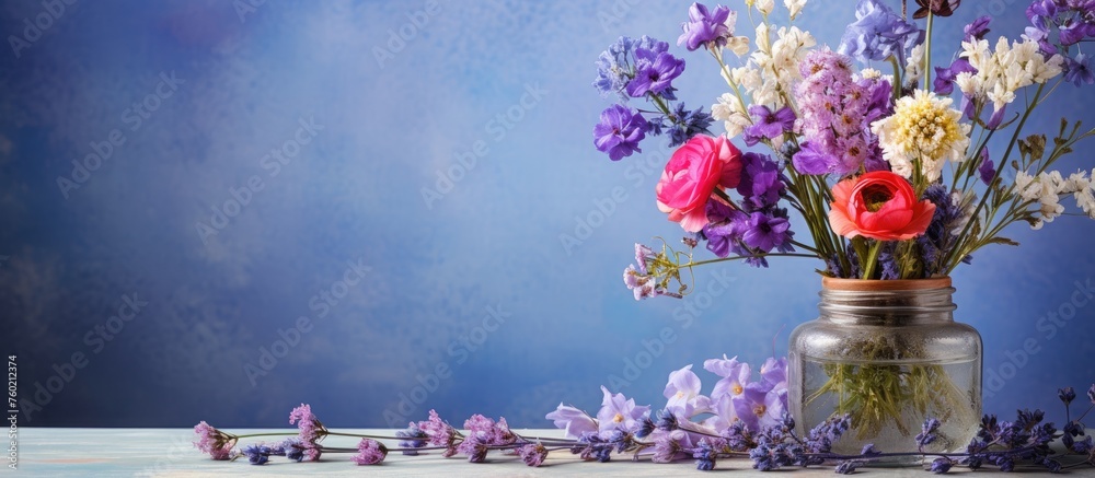 Sticker Elegant Floral Arrangement Adorning a Wooden Table in a Brightly Lit Room