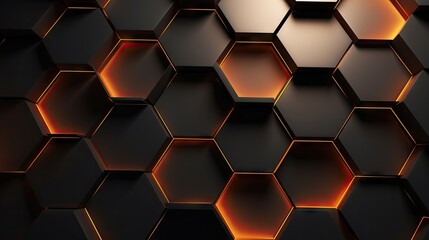 Vibrant Technological Abstract Hexagon Background Illuminated with Glowing Lights