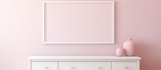 Chic Pink Bedroom Featuring a Stylish White Dresser Against a Soft Pink Wall