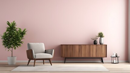 Elegant Pink-Toned Living Room with Modern White Rug: Stylish Home Interior Design