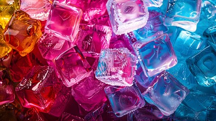 Colourful ice cubes as modern abstract background concept art