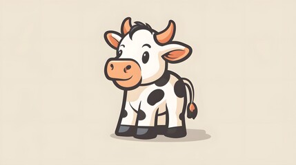 cute cow logo animal