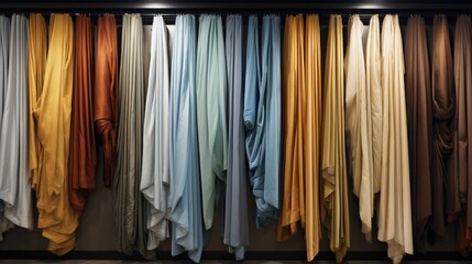 Fashion Boutique Display with a Variety of Colorful Clothing Hanging on Racks