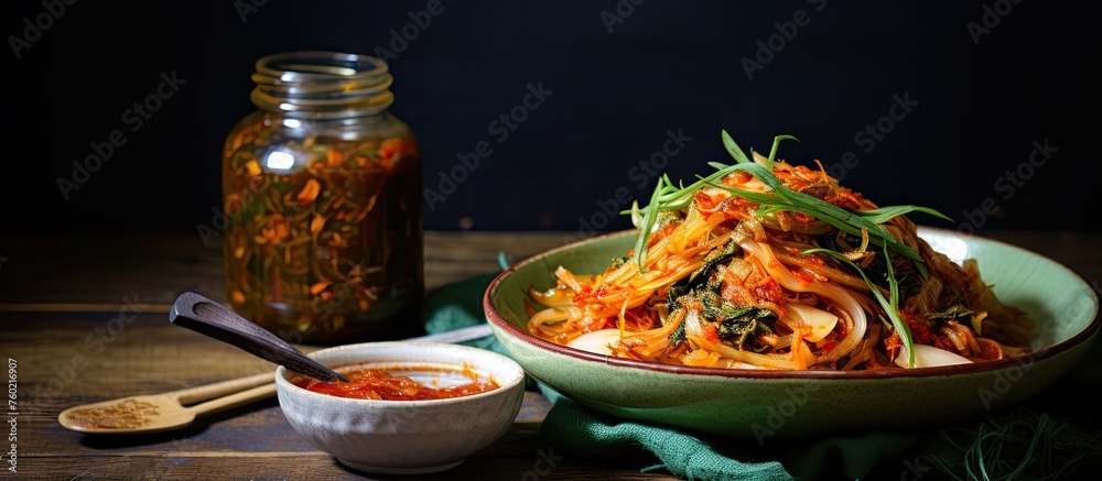 Canvas Prints Delicious Culinary Delight Served in a Pretty Bowl on Rustic Wooden Table