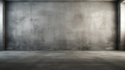 Serene Illuminated Concrete Room with Skylight - Empty Space with Soft Light Beams
