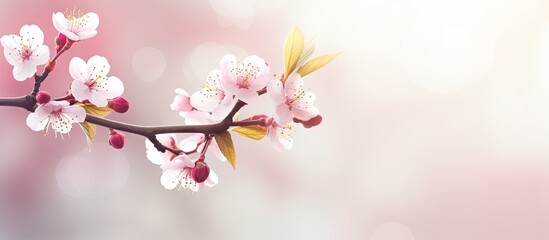 Fototapeta na wymiar Enchanting Cherry Blossom Branch Creating a Dreamy Atmosphere with Soft Focus Background