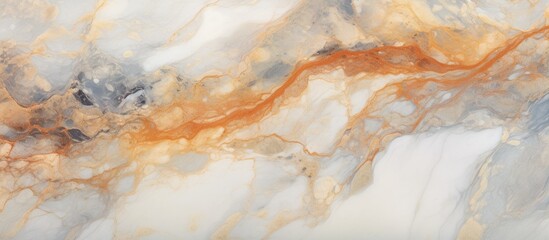 Naklejka premium A detailed painting capturing the intricate details of a white and orange marble texture. Perfect for art events or adding a unique touch to any wood landscape