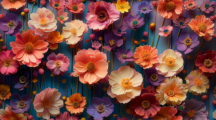 Fototapeta na wymiar Many small flowers，Solid color background，,Abstract flowers