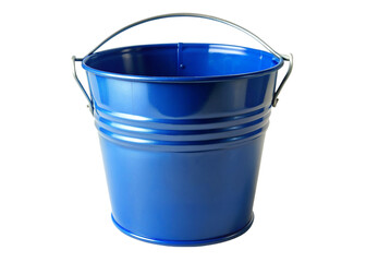 Empty blue metal bucket. isolated on transparent background.