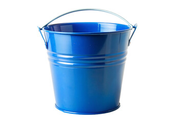 Empty blue metal bucket. isolated on transparent background.
