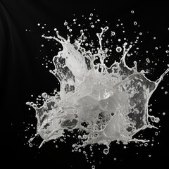 Splash of soapy water foam with bubbles on black background, dynamic fluid motion - obrazy, fototapety, plakaty