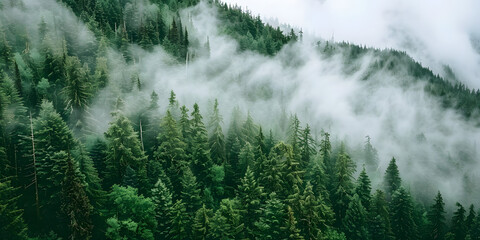 Floresta Verdejante com Neblina Suave